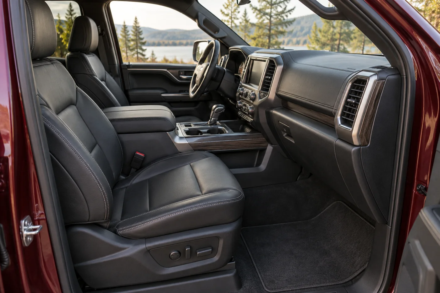 Clean black leather vehicle interior